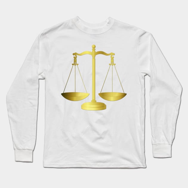 Gold Scales of Justice on White Keeping Law and Order Long Sleeve T-Shirt by podartist